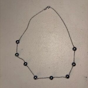 Silver and Black Beaded Necklace with Elegant Chain